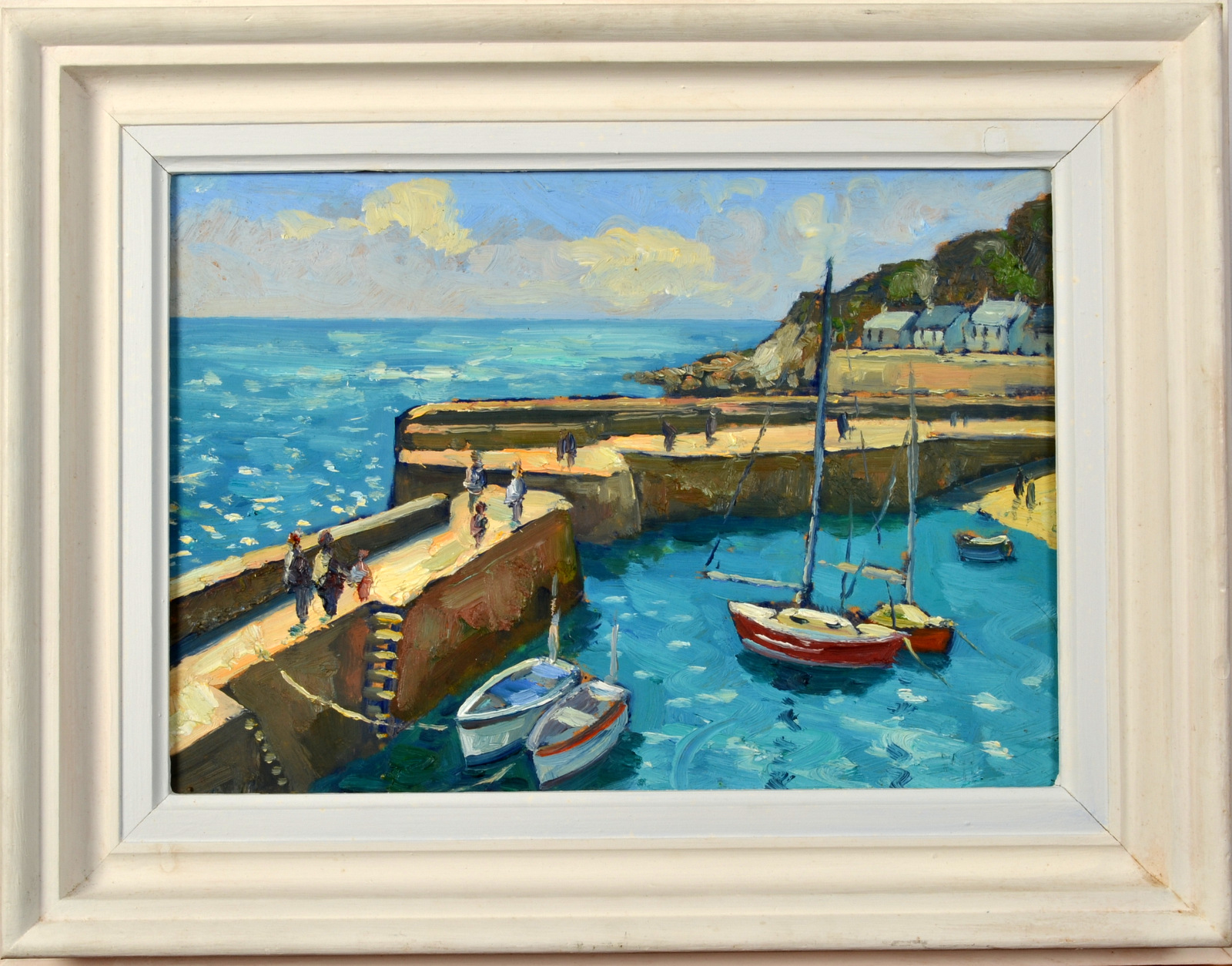 BOB VIGG Mousehole Harbour Oil on board Signed 23 x 34cm - Image 2 of 2