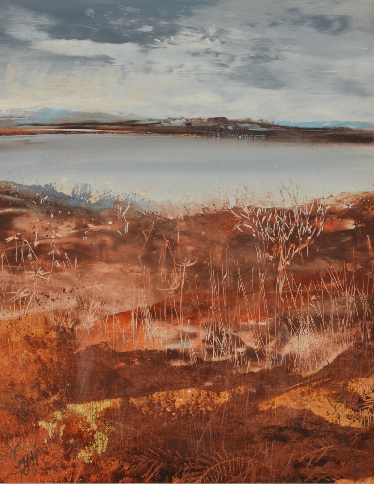 AMANDA HOSKIN Autumn Colours, Bodmin Moor Oil on board with gold leaf Signed Titled,