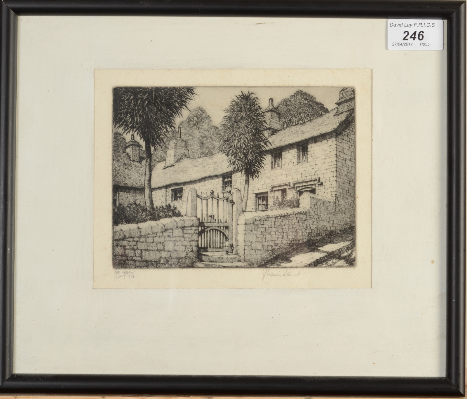 J LEWIS STANT The Abbey, Lelant Etching Signed, - Image 2 of 3