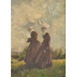 Nuns In A Landscape Oil on board 37 x 27 cm