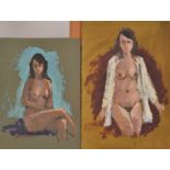 ERIC WARD Two nude studies Oil on board Each signed