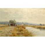 AUGUSTUS WALFORD WEEDON Gathering the hay Watercolour Signed 21 x 34cm