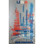 GEORGES MATHIEU Air France Colour poster Lithograph 1968 100 x 60cm Condition report: