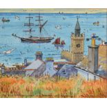 ANDRE ELLIS The Eye of the Wind at Anchor off Porthleven Watercolour SIgned,