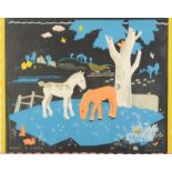 PEGGY WICKHAM The Foals Print Gallery label on the reverse 44 x 55cm