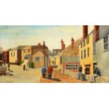 EDWARD TREVORROW Dobles Wall, St Ives Oil on board Signed 45.5 x 85.