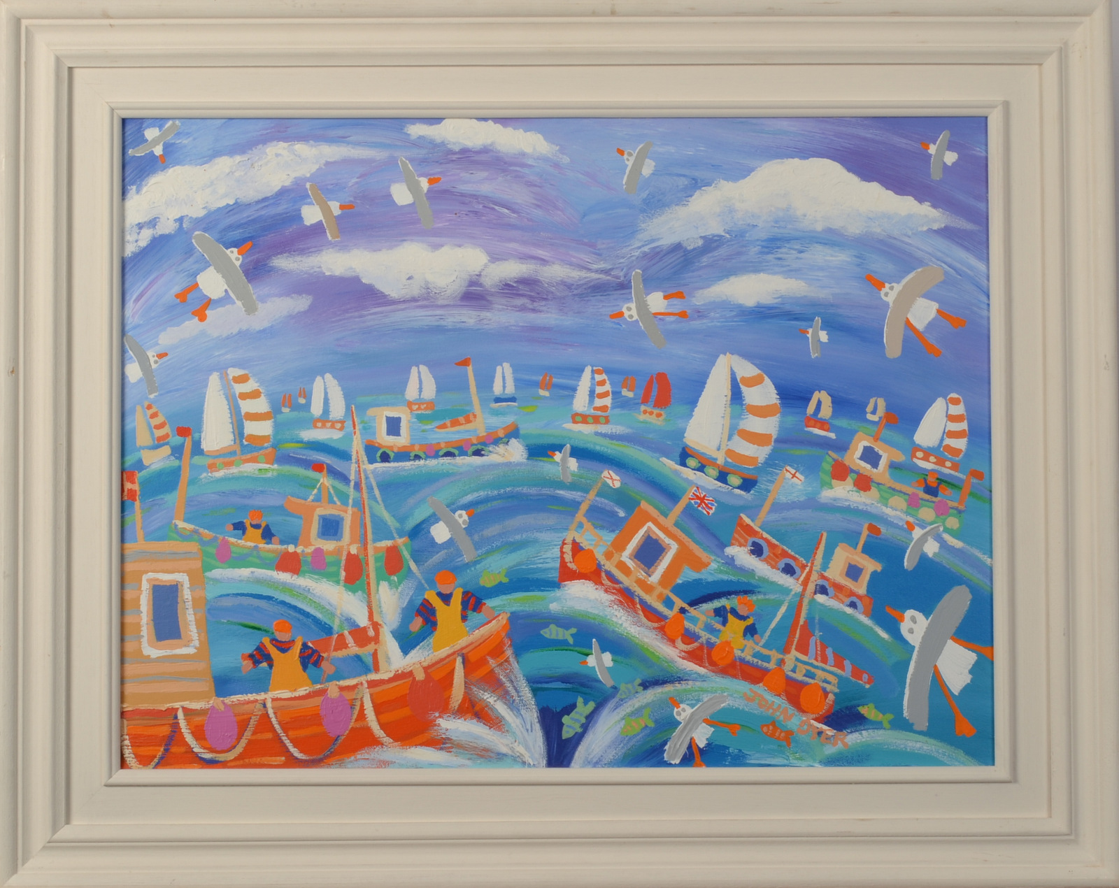 JOHN DYER Boats and Waves Oil on Canvas Signed Titled on the back 45 x 60cm - Image 2 of 2