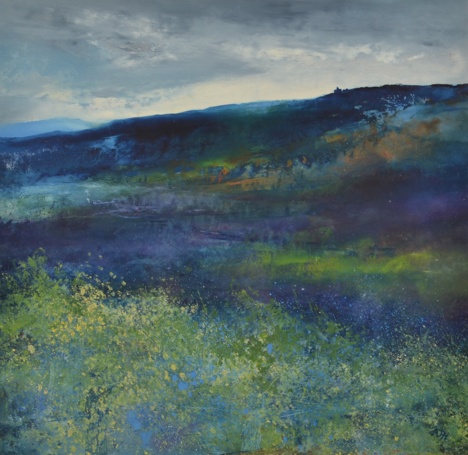 AMANDA HOSKIN Blue Landscape, Cornwall Oil on board Signed Titled,