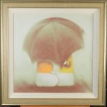 DOUG HYDE Sheltering Couple Canvas print Signed and numbered 348/495 65 x 65cm