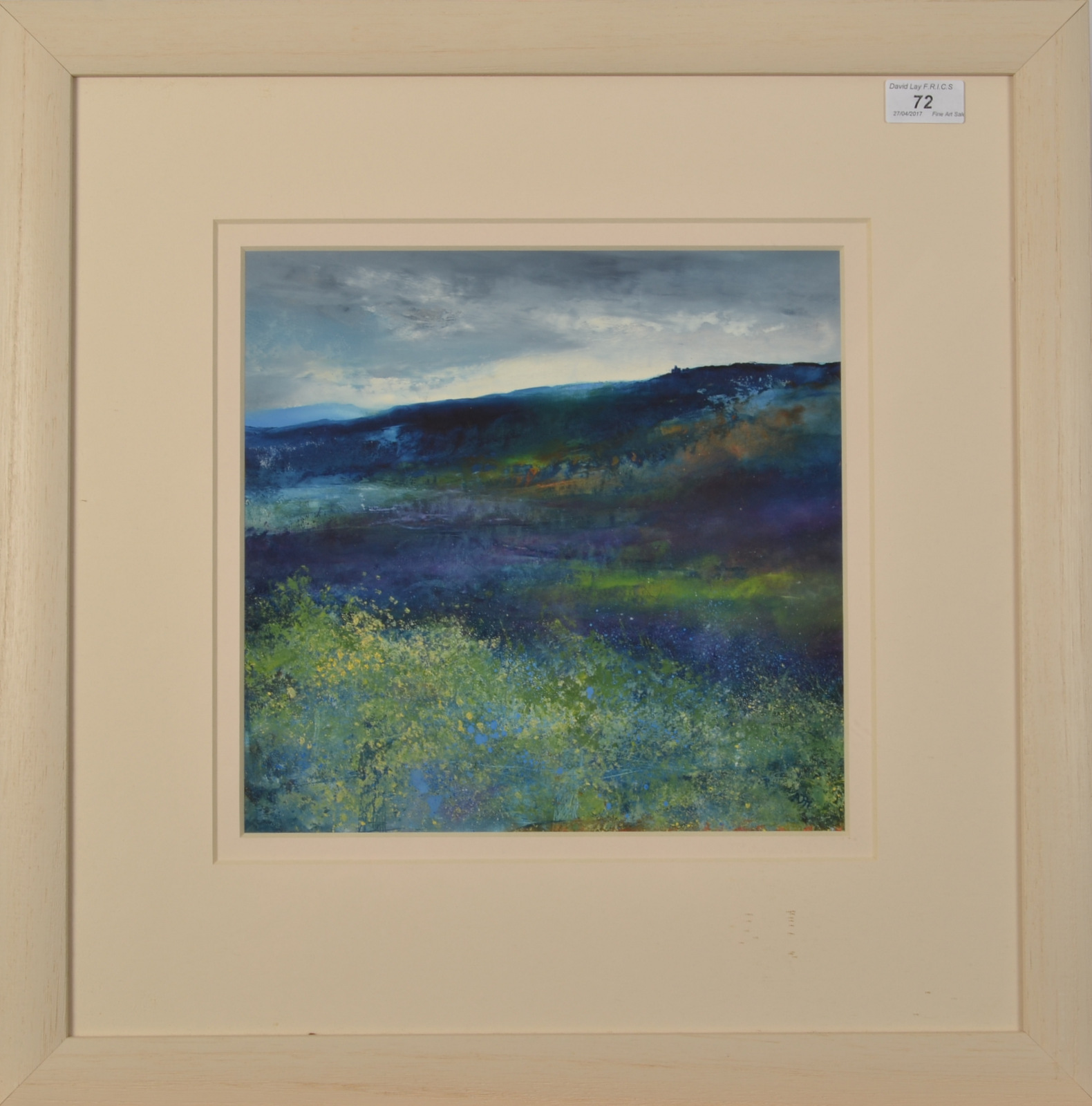 AMANDA HOSKIN Blue Landscape, Cornwall Oil on board Signed Titled, - Image 2 of 2