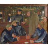 St Ives School Locals drinking at The Sloop St Ives Oil on canvas 49 x 59cm