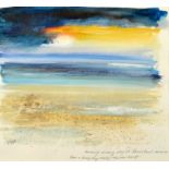 AMANDA HOSKIN Sky at Polkerns Beach Watercolour Signed Inscribed and dated Nov-24-03 Titled,