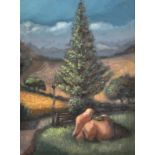 J MASKELL A Large Spruce Oil on canvas Signed 64 x 48cm