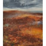 AMANDA HOSKIN Autumn Colours, Zennor Oil on board with gold leaf Signed Titled,