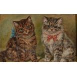 EDWARD AISTROP Two Kittens Oil on canvas Signed 14 x 21cm