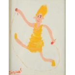 SIMEON STAFFORD Skipping Girl Oil on board Signed Titled on the back 20 x 15cm