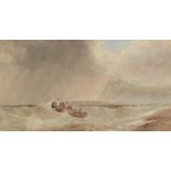 EDWARD TUCKER Men rowing in a rough sea Watercolour Signed 26.