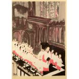 PATRICK PROCKTOR The Choir of Kings College Chapel Screenprint Signed and numbered 45/100 1999 62 x