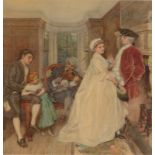 THOMAS REYNOLDS LAMONT Musical Soiree Watercolour Signed 33 x 33cm