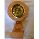 Artist: David Cusick Title: Clock Size: 10 x 10 x 32(h) cm Clock 18cm (dia) Medium: Baulk &