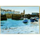 Artist: Alice Hole Title: Sea sparkling light at Porthleven Size: 29.5 x 42 x 2.