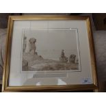 JOSEPH FARINGTON (possibly) sepia watercolour "Land's End & the Long Ships, Dec 9, 1810.