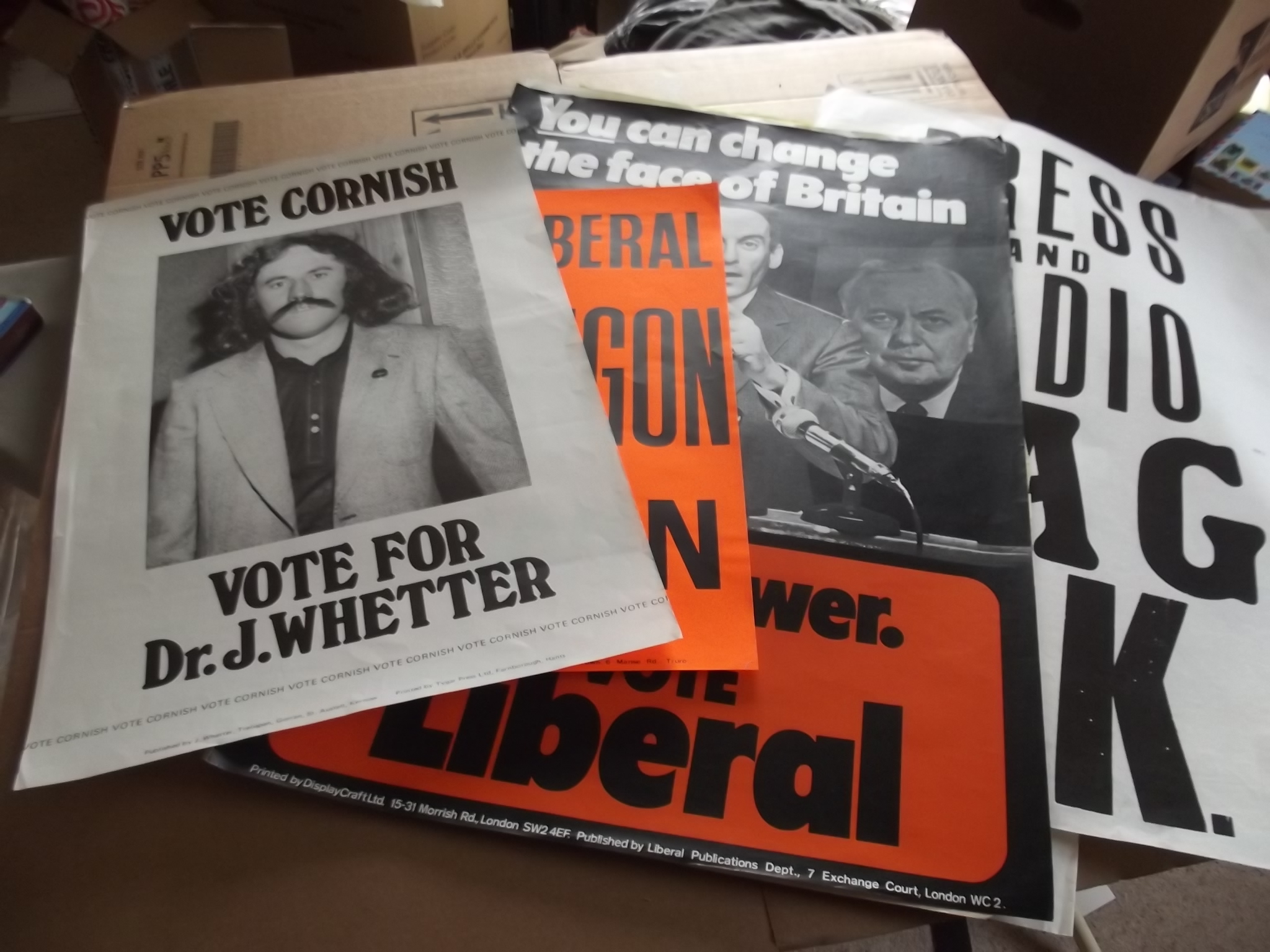 ORIGINAL POSTERS. 15 Political Posters c1970 & later incl Jeremy Thorpe, Mebyon Kernow etc.