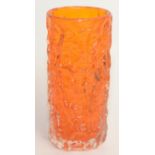 A Whitefriars glass tree bark vase, by Geoffrey Baxter, in tangerine orange, height 18.5cm.
