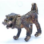 A Chinese papier mache Dog of Fo with black glass eyes,