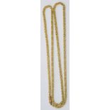 An 18ct gold fancy box link chain, 56.3g. Condition report: 28” long. It is marked.
