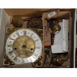 Miscellaneous clock parts, including 18th century pendulums, winders,