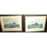 A pair of oak framed engravings entitled 'Britain's Pride' and 'Sentinels Of Our Empire' inscribed