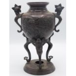 A 19th century Japanese bronze urn,