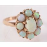 A 9ct gold opal cluster ring.