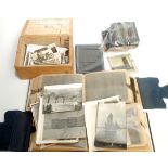 A selection of photos, glass slides and negatives, including vintage motoring.