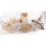 A selection of ceiling lights and chandelier drops etc.