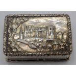 A William IV silver Castle Top vinaigrette showing a view of Abbotsford House in high relief,