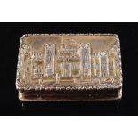 An early Victorian silver gilt Castle Top vinaigrette showing a view of Windsor Castle,