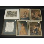 A set of four framed Baxter prints of female figures, signed, 37.