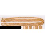 A good ornate very high purity gold long necklace in Revivalist style with hook clasp. 64.7g.