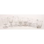 A selection of glass rummers and other glassware.