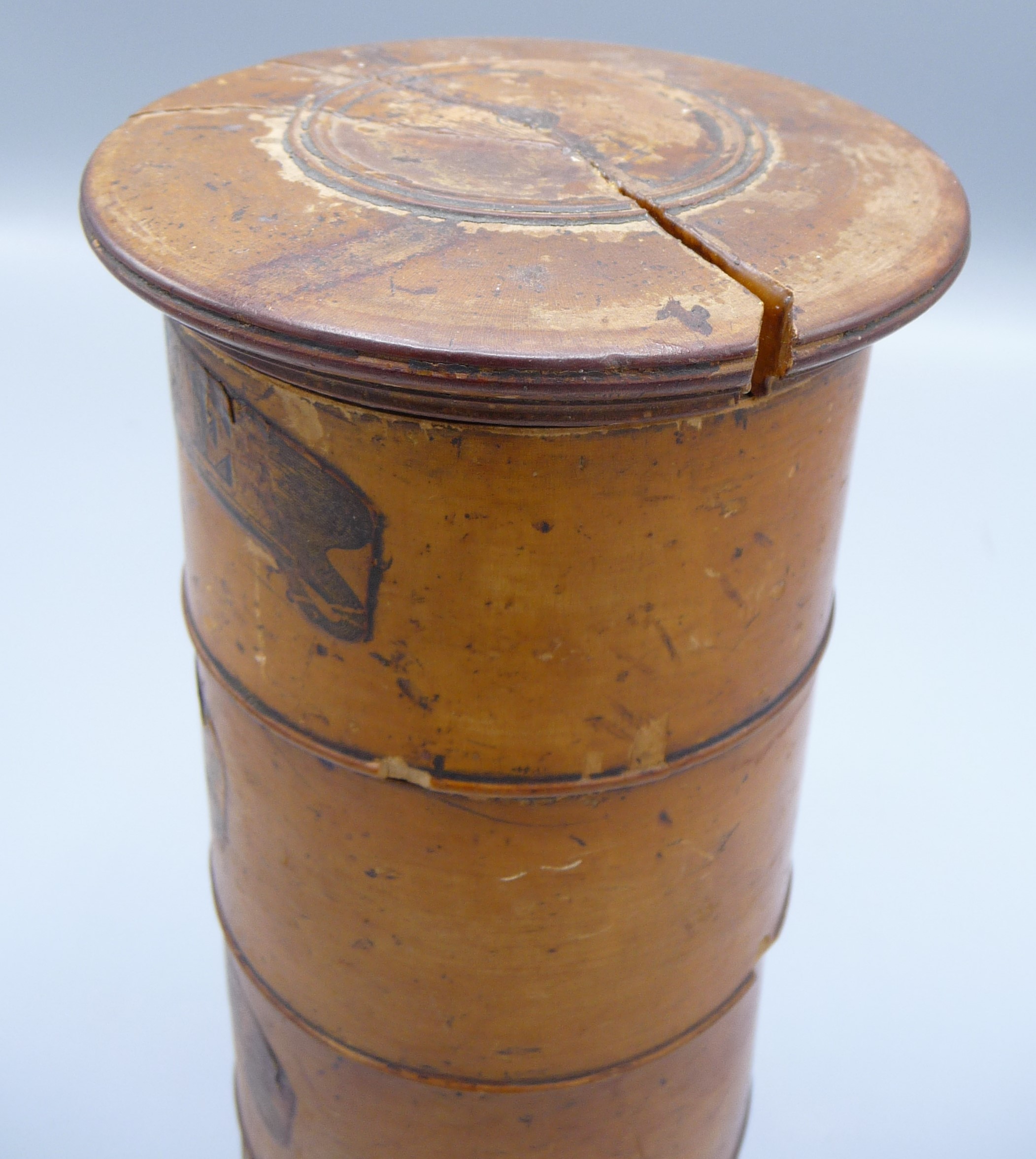 A Victorian treen spice tower, the four sections labelled 'Mace', 'Cinnamon', - Image 2 of 5