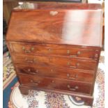 A George III mahogany slope front bureau, 91cm.