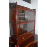 A good sectional walnut Wernke bookcase in two sections,