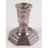 A Christophle, France, octagonal candlestick on a base, height 15cm.