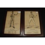 A pair of black and white boxing prints of Jem Belcher, Champion of England and Jim Jeffries,