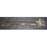 A Victorian naval officer's sword by Seagrove Hard Portsea with single edged slightly curved blade,