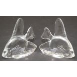 Two Steuben glass models of fish, each signed to the base, height 26.5cm.