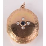 A very high purity gold late Victorian diamond and sapphire set locket,