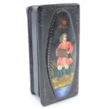 A continental papier mache rectangular box,